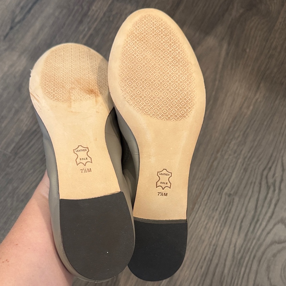Gray Leather Ballet Flats - Picture 2 of 2